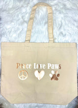 Load image into Gallery viewer, Peace Love Paws Organic Cotton Shopper Bag