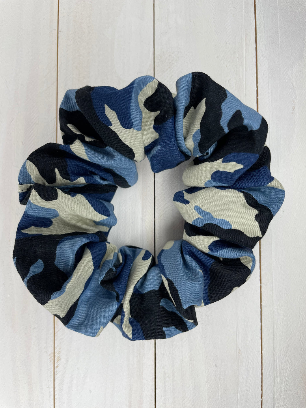 Blue Camouflage Scrunchie