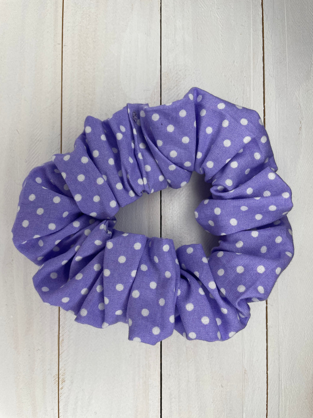 Lilac Polka Dot Scrunchie