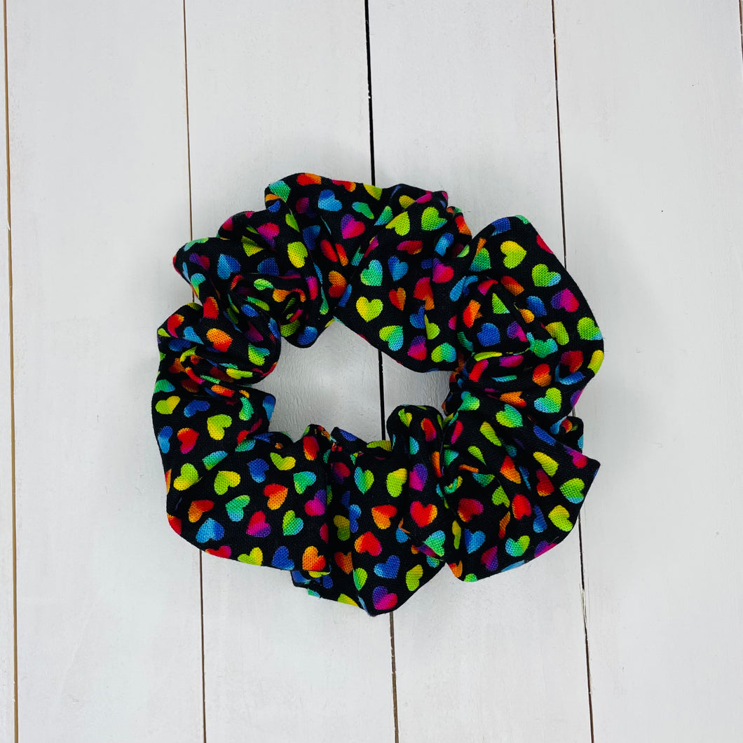 Rainbow Hearts Scrunchie