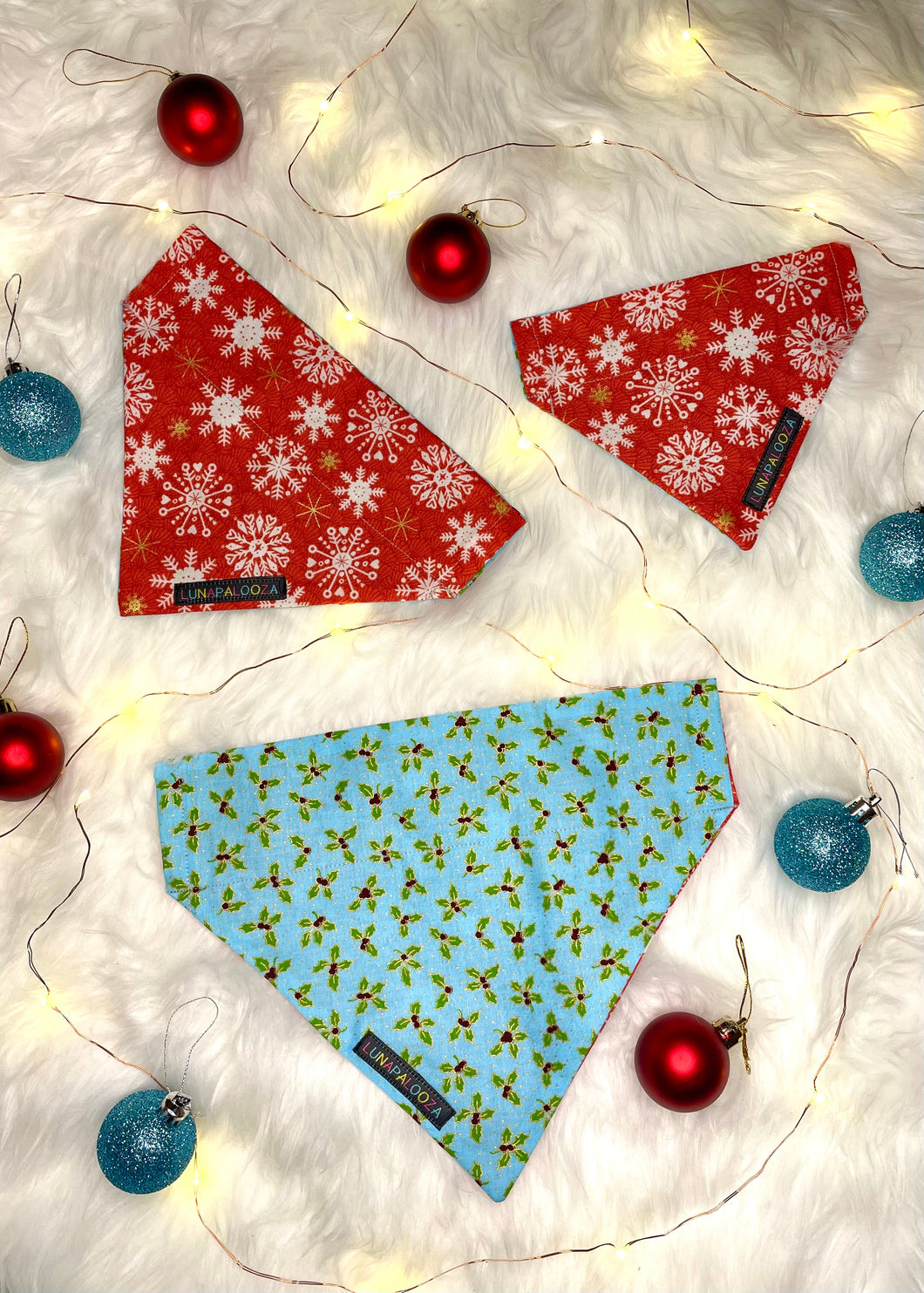 Snowflake/Holly Reversible Bandana